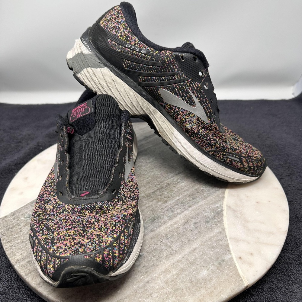 Brooks Adrenaline GTS 18‎ Running Shoes Womens Size 11 Black Multi 1202681B687